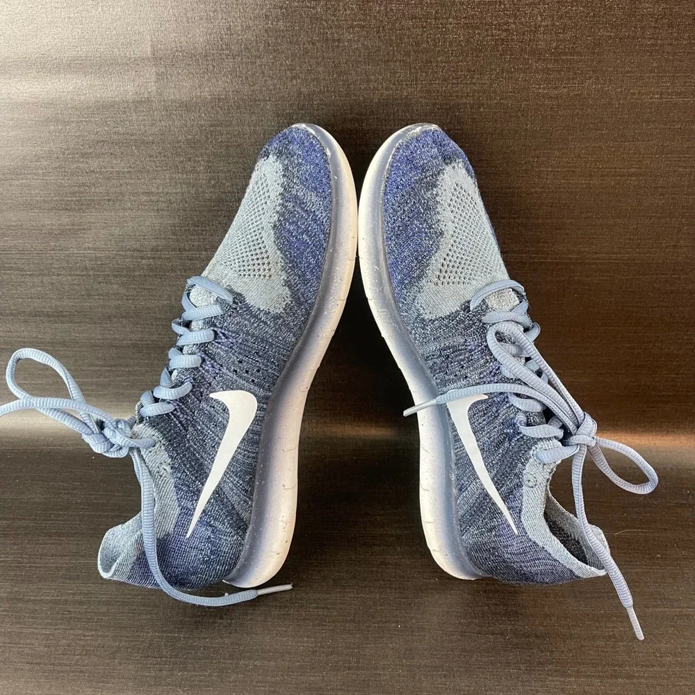 Nike Free RN Flyknit 2017 Womens size 7 Blue‎ Running Athletic Shoes 880844